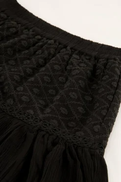 My Jewellery Jupe Noire Effet Froissé Avec Broderie New