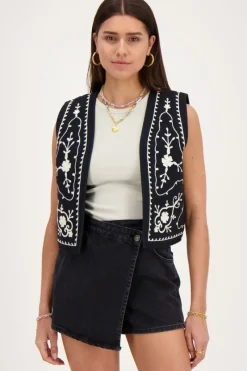 My Jewellery Jupe-short En Denim Avec Boutons Noir Discount