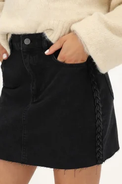 My Jewellery Jupe-short En Denim Noir Avec Tresse Fashion