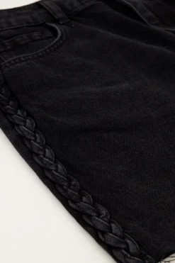 My Jewellery Jupe-short En Denim Noir Avec Tresse Fashion