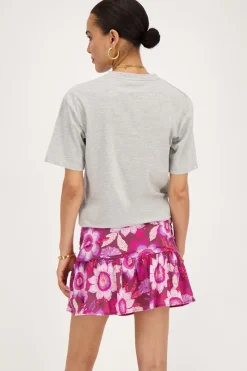 My Jewellery Jupe-short Marron Avec Plis Et Imprimé Floral Rose Online