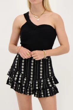 My Jewellery Jupe-short Noire Et Blanche Avec Broderie Best