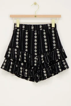 My Jewellery Jupe-short Noire Et Blanche Avec Broderie Best