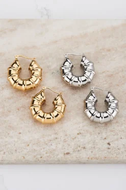 My Jewellery Larges Boucles D’oreilles Tendance Avec Arêtes Côtelées Best