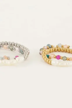 My Jewellery Lot De Bagues élastiques Avec Variété De Perles Online