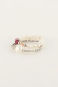My Jewellery Lot De Bagues élastiques Avec Perles Discount