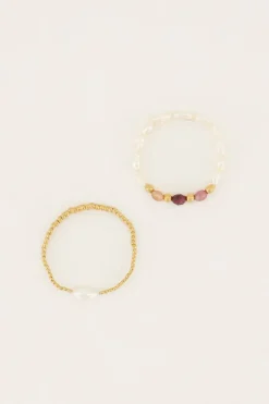 My Jewellery Lot De Bagues élastiques Avec Perles Discount
