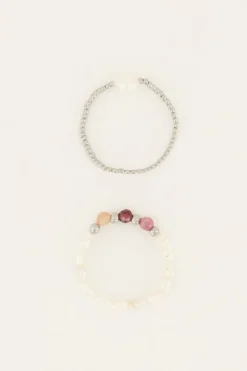 My Jewellery Lot De Bagues élastiques Avec Perles Discount