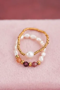 My Jewellery Lot De Bagues élastiques Avec Perles Discount