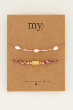 My Jewellery Lot De Bracelets Roses Souvenir Avec Perles Outlet