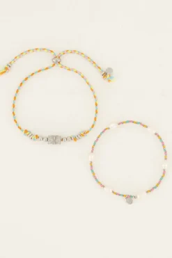 My Jewellery Lot De Bracelets Souvenir Multicolores Avec Perles Et Pendentif Fashion