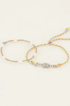 My Jewellery Lot De Bracelets Souvenir Multicolores Avec Perles Et Pendentif Fashion