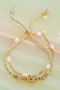 My Jewellery Lot De Bracelets Souvenir Multicolores Avec Perles Et Pendentif Fashion