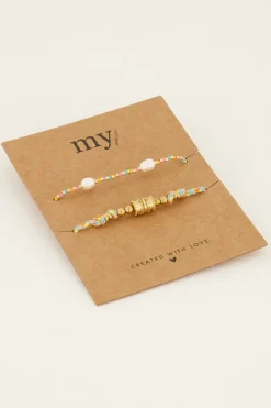 My Jewellery Lot De Bracelets Souvenir Multicolores Avec Perles Et Pendentif Fashion