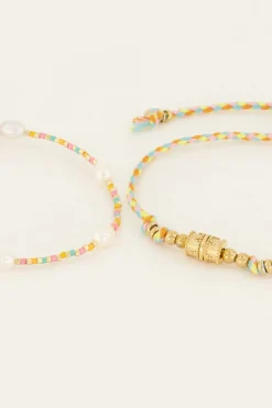 My Jewellery Lot De Bracelets Souvenir Multicolores Avec Perles Et Pendentif Fashion