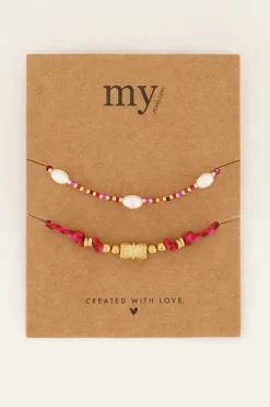 My Jewellery Lot De Bracelets Souvenir Rouges Avec Perles Sale