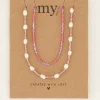 My Jewellery Lot De Colliers Souvenir Orange Et Rose Avec Perles Best