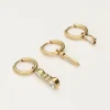 My Jewellery Lot De Trois Boucles D'oreilles Avec Charms Et Pierres Argentées Discount
