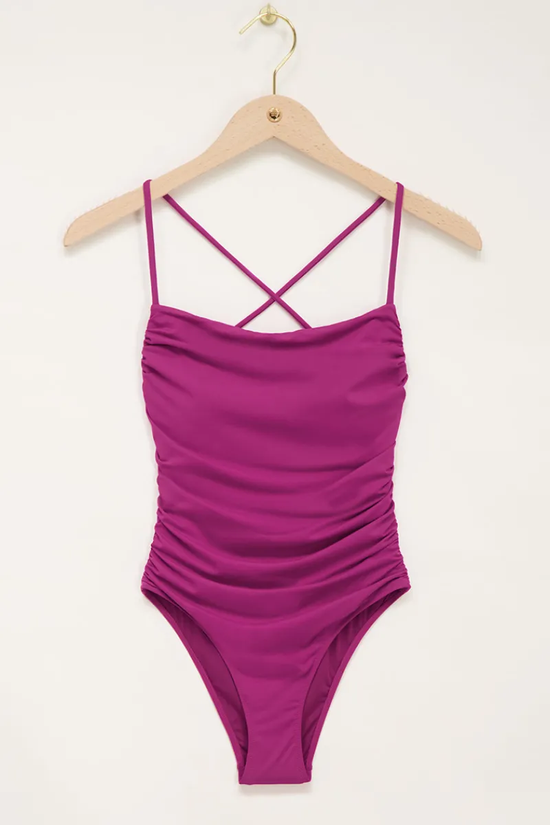 My Jewellery Maillot De Bain Violet Dos Nu Et Bretelles Croisées Best