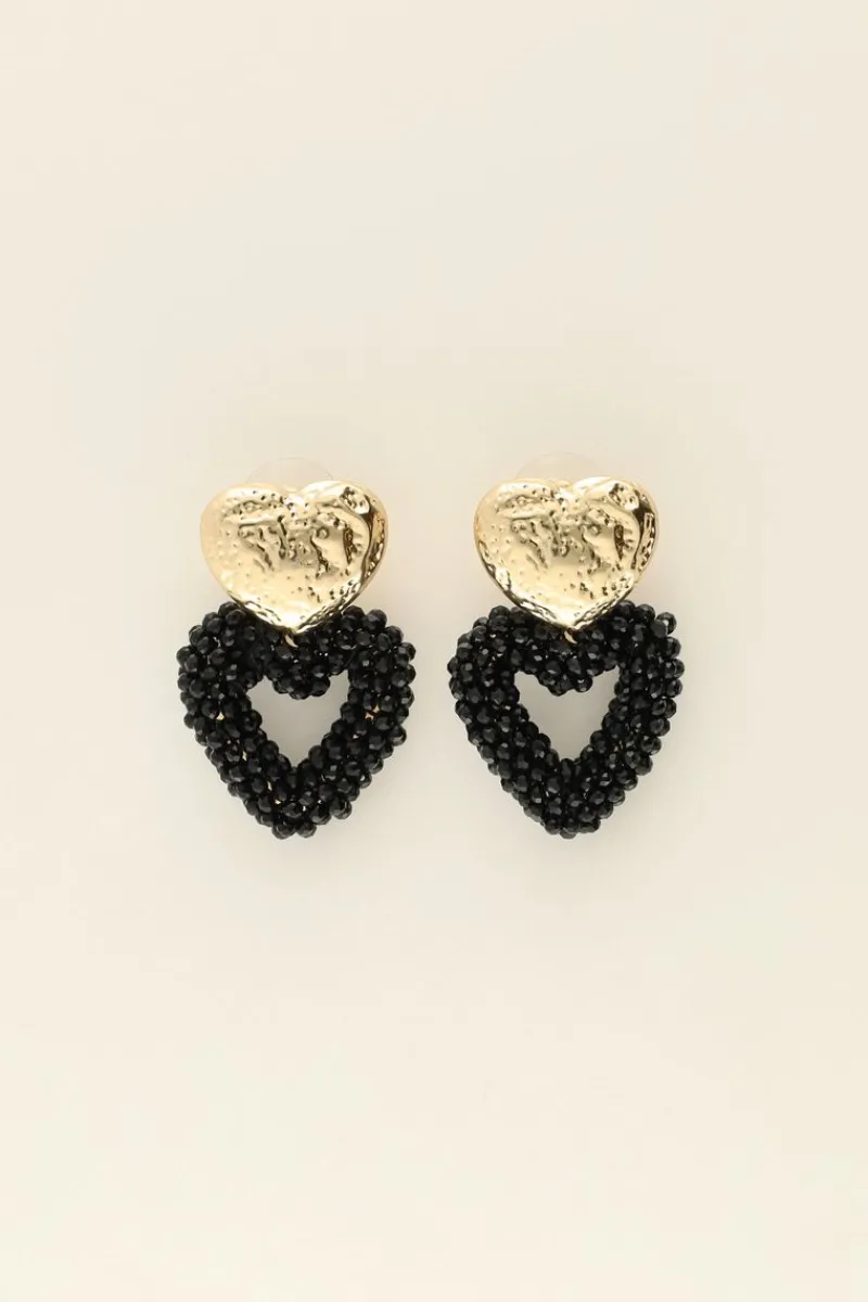 My Jewellery Maxi Boucles D’oreilles Coeur à Pierres Roses Clearance