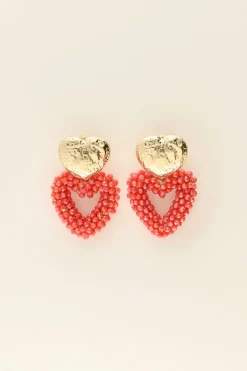 My Jewellery Maxi Boucles D’oreilles Coeur à Pierres Roses Clearance