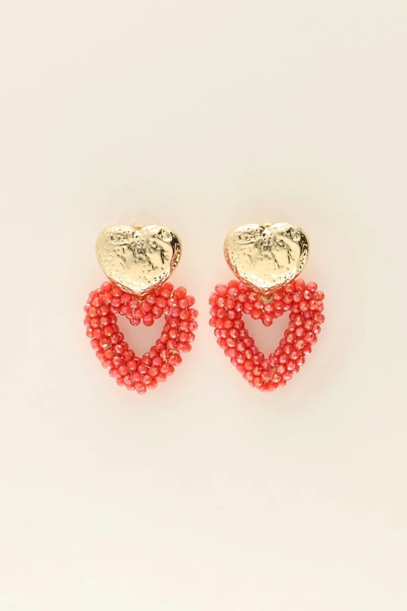 My Jewellery Maxi Boucles D’oreilles Coeur à Pierres Roses Clearance