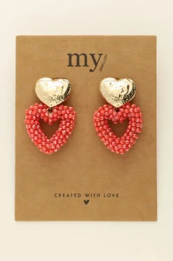 My Jewellery Maxi Boucles D’oreilles Coeur à Pierres Roses Clearance