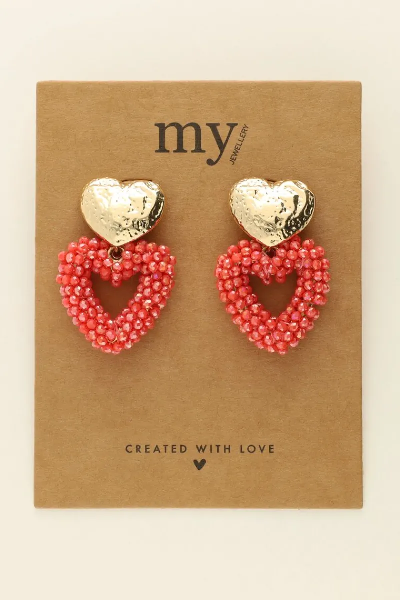 My Jewellery Maxi Boucles D’oreilles Coeur à Pierres Roses Clearance