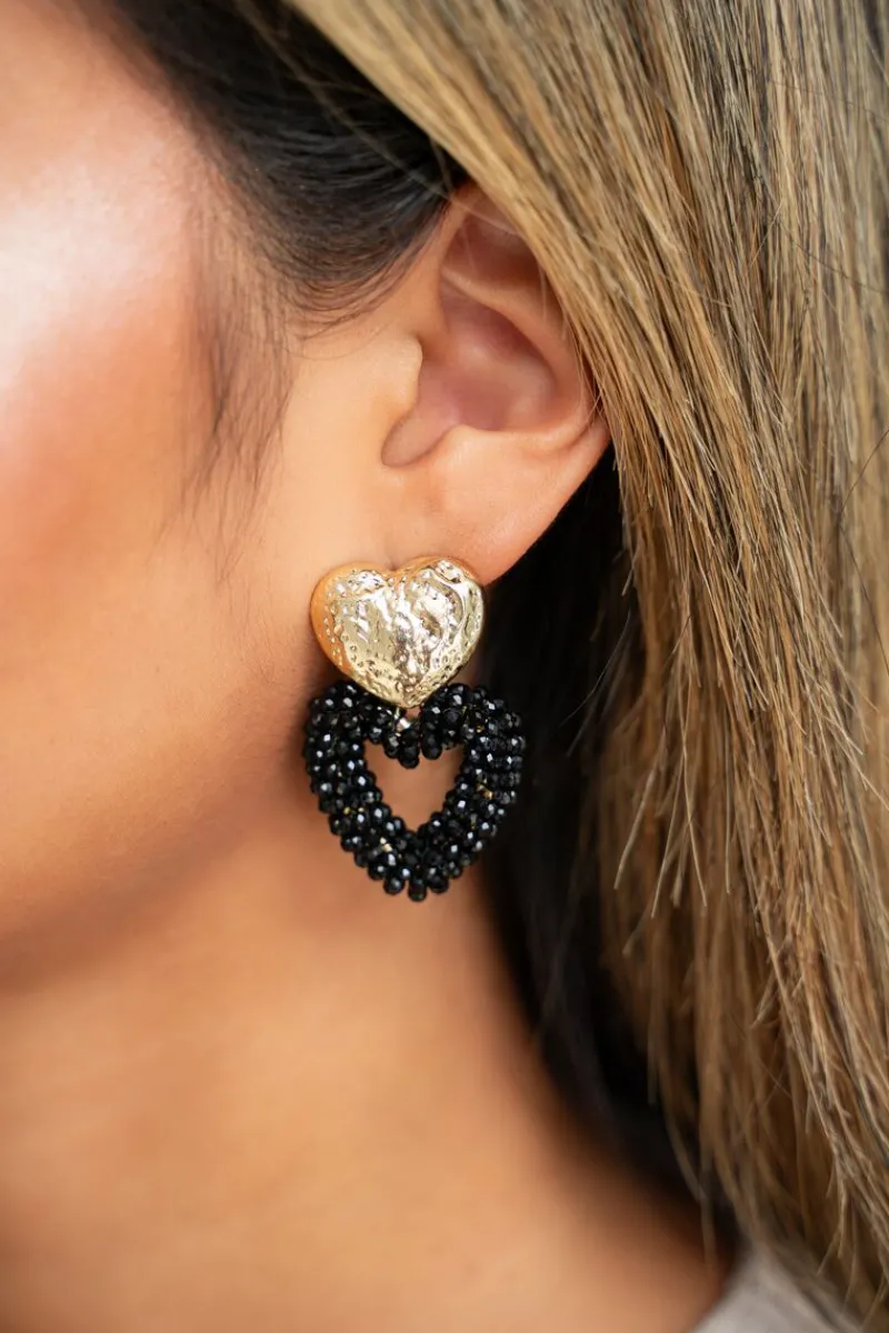 My Jewellery Maxi Boucles D’oreilles Coeur à Pierres Roses Clearance