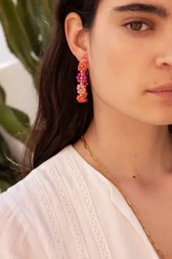 My Jewellery Maxi Créoles Avec Des Fleurs Roses Hot