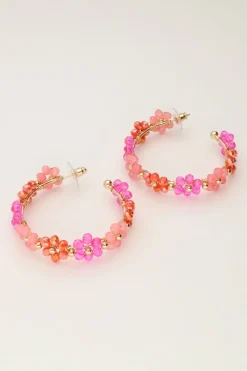 My Jewellery Maxi Créoles Avec Des Fleurs Roses Hot