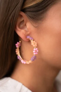 My Jewellery Maxi Créoles Avec Des Fleurs Multicolores Best