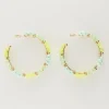 My Jewellery Maxi Créoles Avec Des Fleurs Vertes Fashion