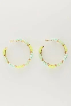 My Jewellery Maxi Créoles Avec Des Fleurs Vertes Fashion