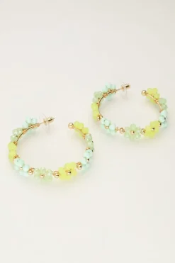 My Jewellery Maxi Créoles Avec Des Fleurs Vertes Fashion