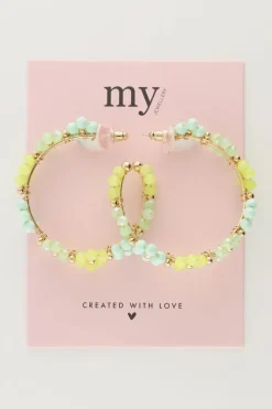 My Jewellery Maxi Créoles Avec Des Fleurs Vertes Fashion
