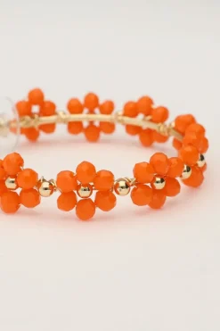 My Jewellery Maxi Créoles Avec Fleurs Orange Outlet