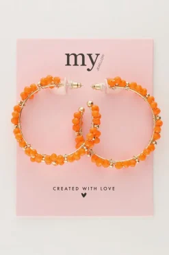 My Jewellery Maxi Créoles Avec Fleurs Orange Outlet