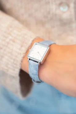 My Jewellery Montre Carrée à Bracelet En Denim Clearance