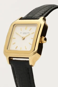 My Jewellery Montre Carrée Avec Bracelet En Cuir Noir New
