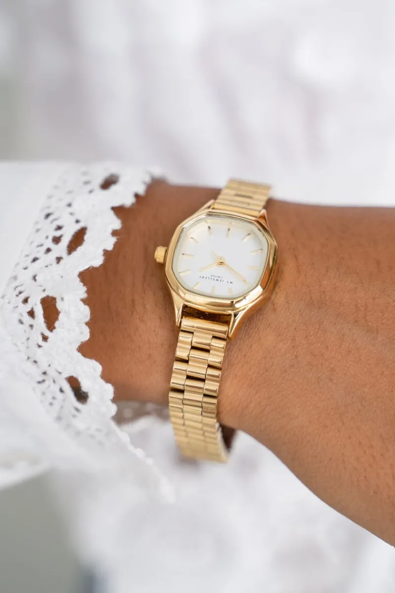 My Jewellery Montre Hexagonale Vintage Avec Bracelet à Maillons Hot