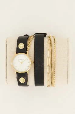 My Jewellery Montre Noire à Double Bracelet Discount