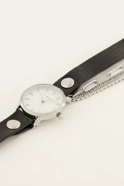 My Jewellery Montre Noire à Double Bracelet Discount