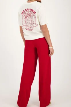 My Jewellery Pantalon à Plis Rouge Bordeaux Best