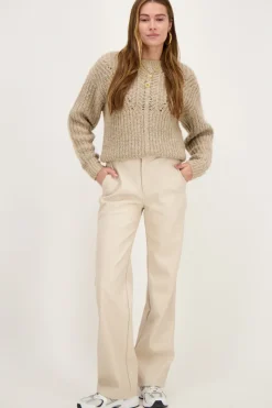 My Jewellery Pantalon Ample Beige En Similicuir Clearance
