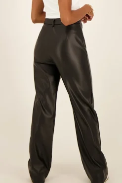 My Jewellery Pantalon Ample Noir Effet Cuir Fashion