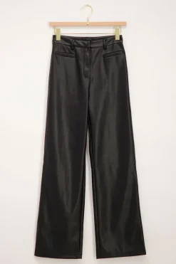 My Jewellery Pantalon Ample Noir Effet Cuir Fashion
