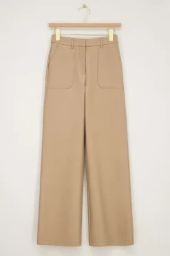 My Jewellery Pantalon Aspect Cuir Beige Avec Poches Clearance