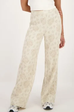 My Jewellery Pantalon Beige Avec Imprimé Fleuri Jacquard Online
