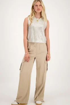 My Jewellery Pantalon Cargo Avec Taille élastique Beige Clearance